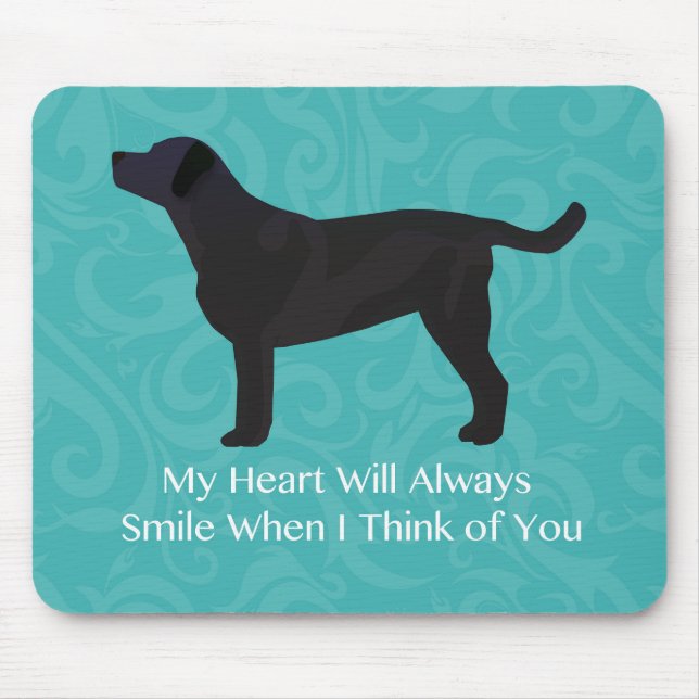 Black Lab Thinking of You Design Mouse Pad (Front)