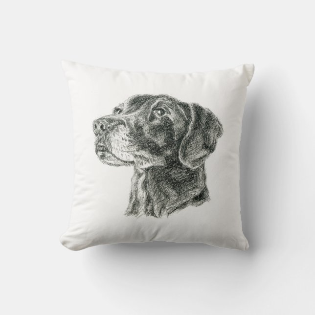 Black Lab Throw Pillow (Front)