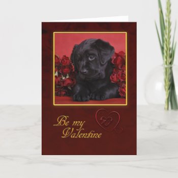 Black Lab Valentine Holiday Card by petsArt at Zazzle