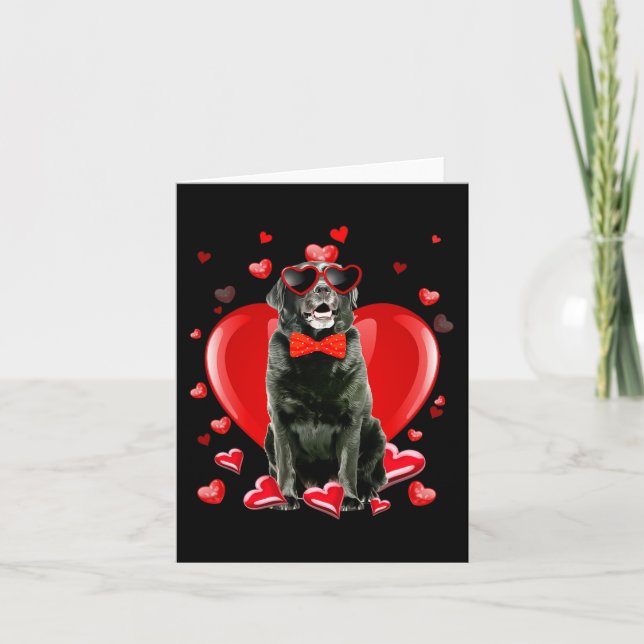 Black Lab Valentines Day Boys Girls Valentine Gift Card (Front)