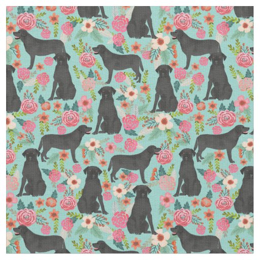 Black Lab vintage florals fabric mint