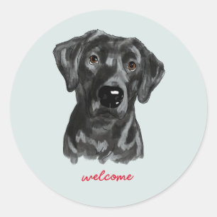 Black lab watercolor classic round sticker