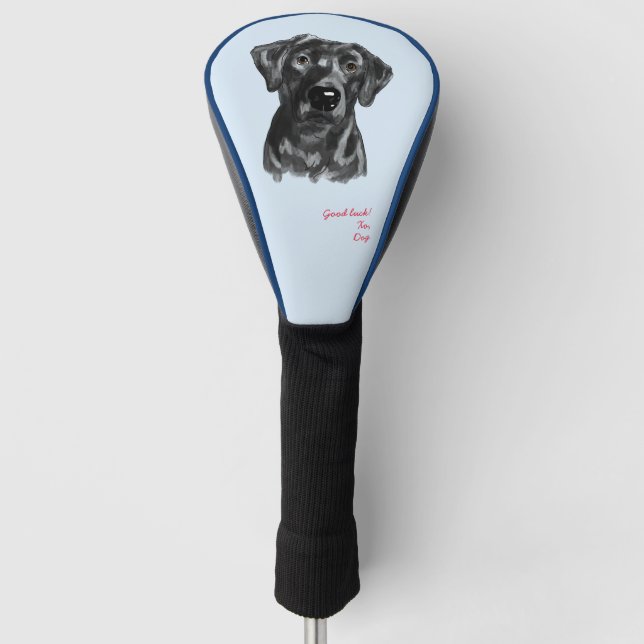 Black Lab Watercolor Dog Golf Head Cover (Front)