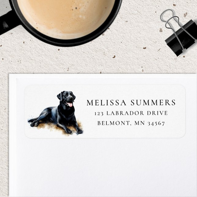 Black Lab Watercolor Labrador Return Address Label (Creator Uploaded)