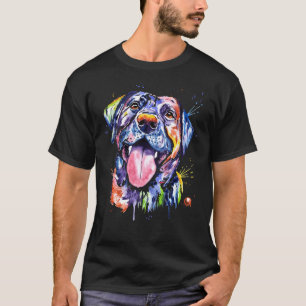 Black Lab Watercolor Pet Portrait Painting T-Shirt