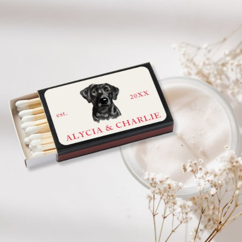Black lab watercolor Wedding Matchbox Favors