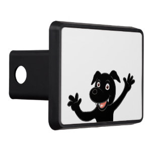 black lab waving cartoon hitch cover