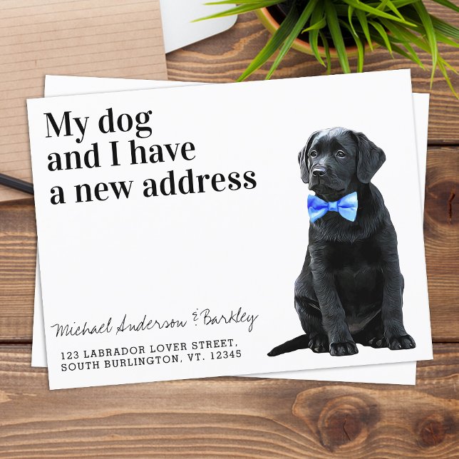 Black Lab We've Moved New Address Dog Moving Announcement Postcard (Creator Uploaded)