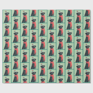 Black Lab Winter Pattern Wrapping Paper