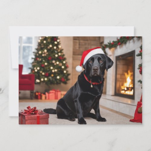 Black Lab with a Christmas Tree Holiday Card