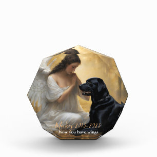 Black Lab with Angel Custom Memorial Photo Block