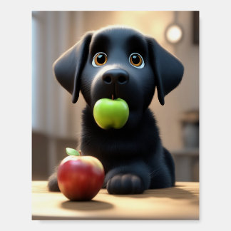 Black Lab with apple Foam Board