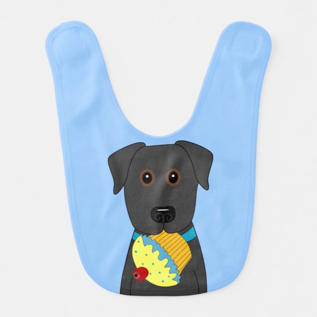 Black Lab with Cupcake Baby Bib (Front)