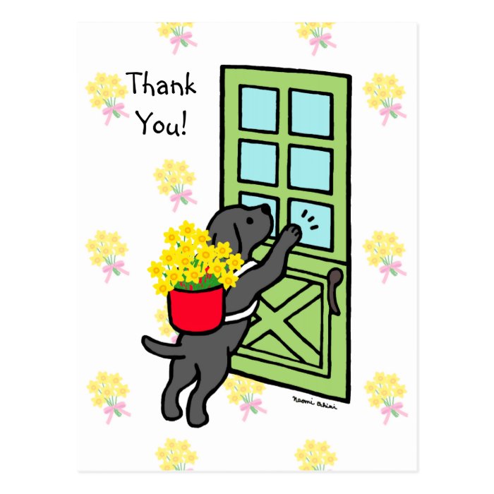 Black Lab with Daffodils Postcard