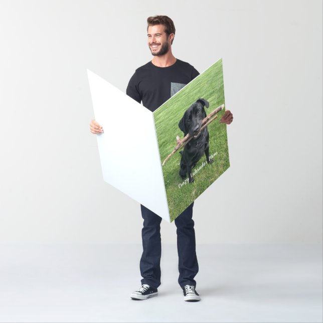 Black Lab with two sticks Dog Mom Personalize This Card (In Situ)