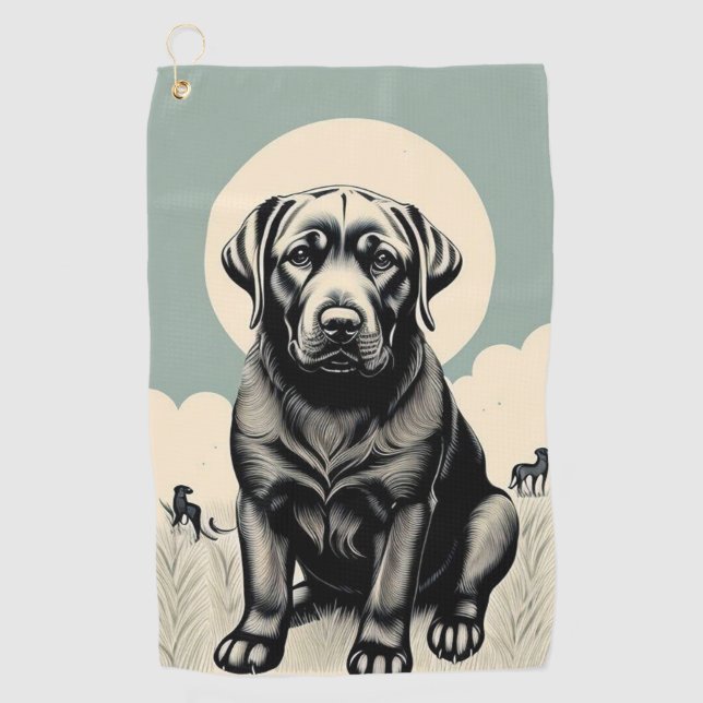 Black Labador Retriever Golf Towel (Front)