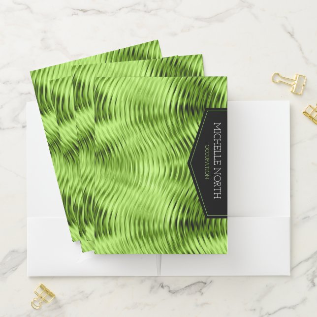 Black Label on Rippled Lime ID392 Pocket Folder (In Situ)