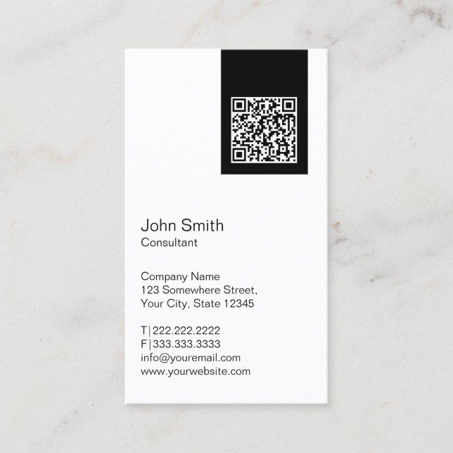 Black Label QR Code Consultant Business Card (Front)