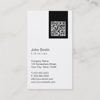 Black Label Qr Code Librarian Business Card by cardfactory at Zazzle