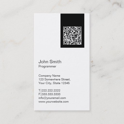 Customizable Black Label QR Code Programmer Business Card