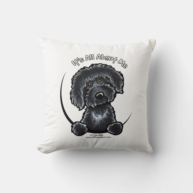 Black Labradodle IAAM Throw Pillow (Front)