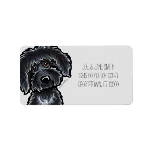 Black Labradoodle Art Gray Mod Label