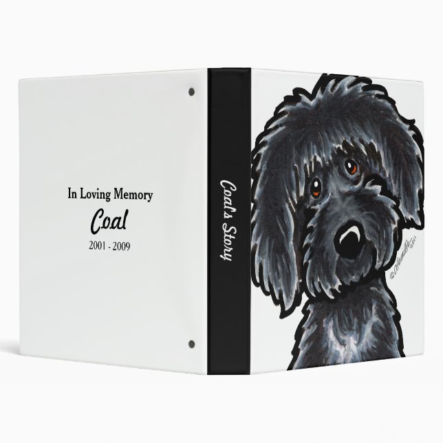 Black Labradoodle Art Personalized Keepsake 3 Ring Binder (Background)