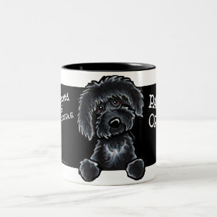 Black Labradoodle Art Two-Tone Coffee Mug