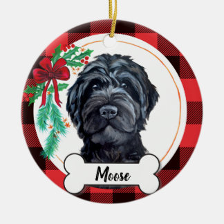 Black Labradoodle / Black Goldendoodle Ceramic Ornament