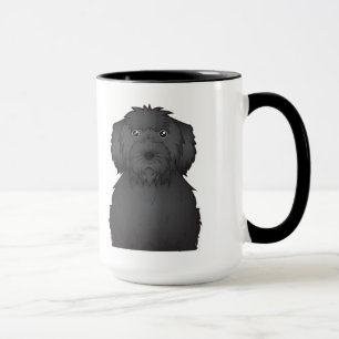 Black Labradoodle Cartoon Mug