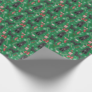 Black Labradoodle Christmas dog Wrapping Paper