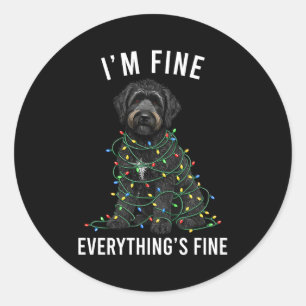 Black Labradoodle Christmas I'm Fine Everything Is Classic Round Sticker