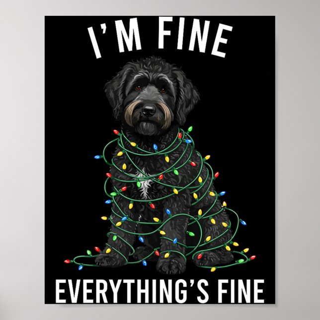 Black Labradoodle Christmas I'm Fine Everything Is Poster (Front)