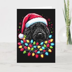 Black Labradoodle Christmas Tree Xmas Lights Doodl Card