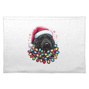 Black Labradoodle Christmas Tree Xmas Lights Doodl Cloth Placemat