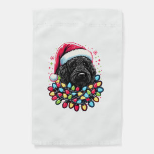 Black Labradoodle Christmas Tree Xmas Lights Doodl Garden Flag