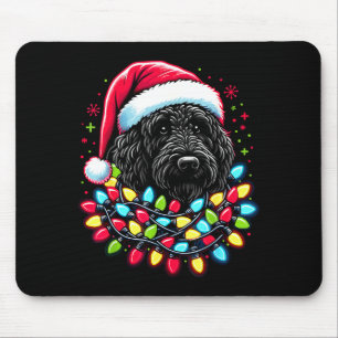 Black Labradoodle Christmas Tree Xmas Lights Doodl Mouse Pad