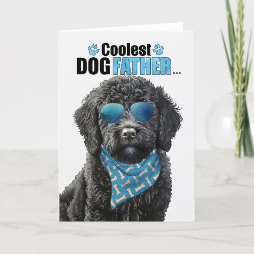 Black Labradoodle Coolest Dad Ever Fathers Day Holiday Card