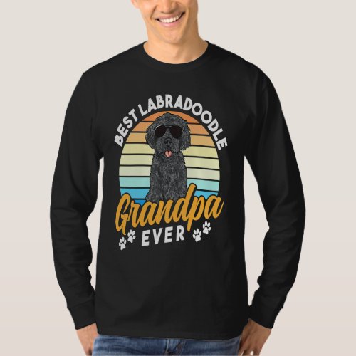 Black Labradoodle Dog Dad Best Labradoodle Grandpa T_Shirt