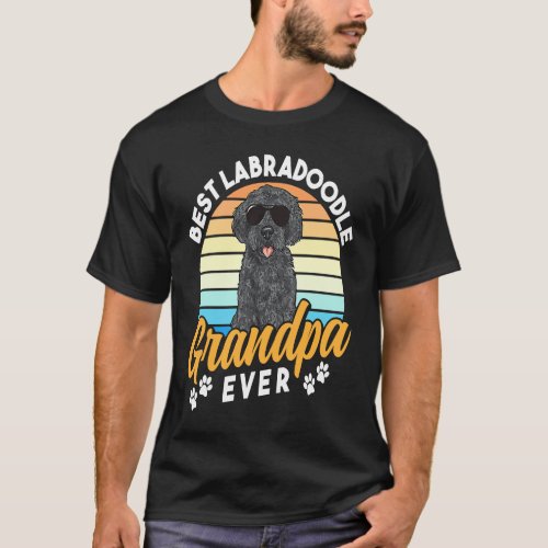 Black Labradoodle Dog Dad Best Labradoodle Grandpa T_Shirt