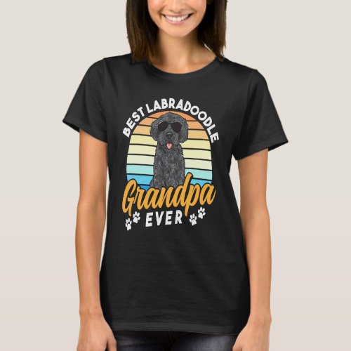 Black Labradoodle Dog Dad Best Labradoodle Grandpa T_Shirt