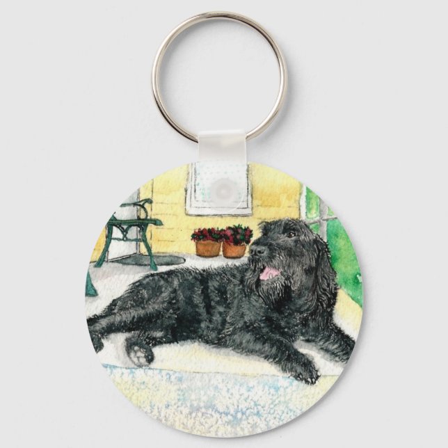 Black Labradoodle Keychain (Front)
