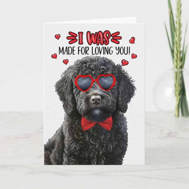 Black Labradoodle Made for Loving You Valentine Holiday Card (Front)