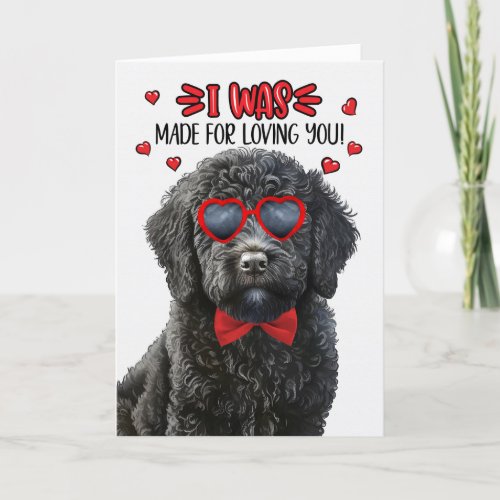 Black Labradoodle Made for Loving You Valentine Holiday Card