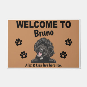 Black Labradoodle Personalized Door Mat Doormat