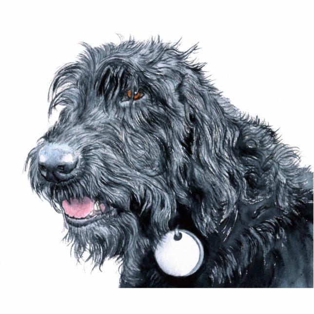 Black Labradoodle Scupture Statuette (Front)