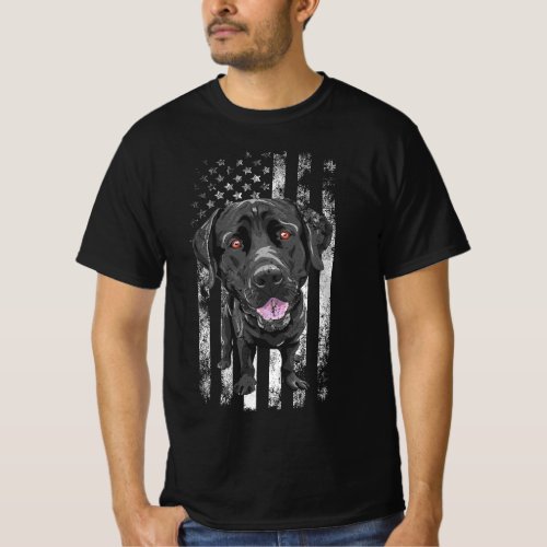 Black Labrador American Flag Patriotic Dog Dad Mom T_Shirt