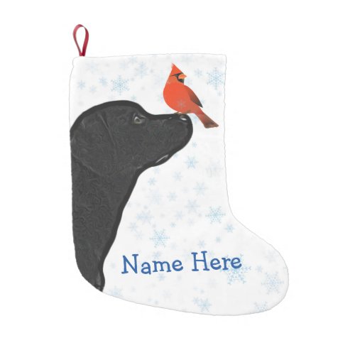 Black Labrador and Cardinal Christmas Small Christmas Stocking