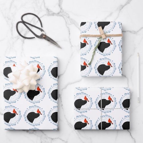 Black Labrador and Cardinal Merry Christmas Wrapping Paper Sheets