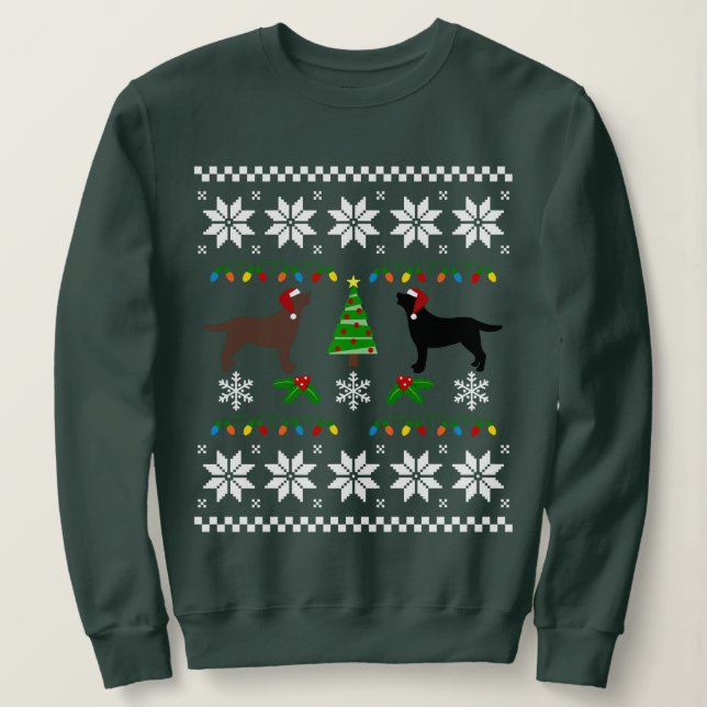 Black Labrador and Chocolate Labrador Christmas  Sweatshirt (Design Front)